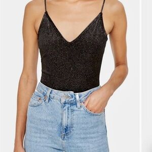 Topshop Glitter Stripe Bodysuit
